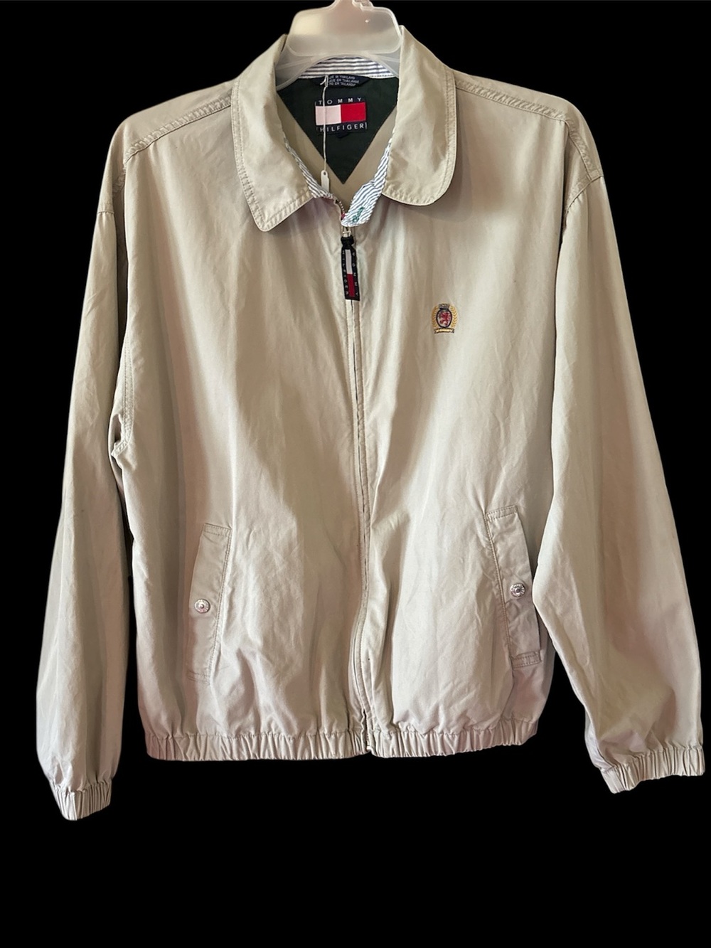 Vintage Tommy Hilfiger Beige Harrington Jacket lightweight khaki large